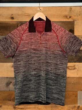 Lululemon Men's Ombre Striped Polo Shirt Size L 0328